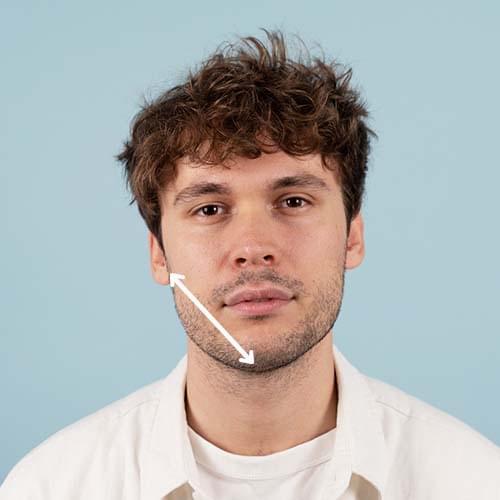 Измерение линии челюсти для очков