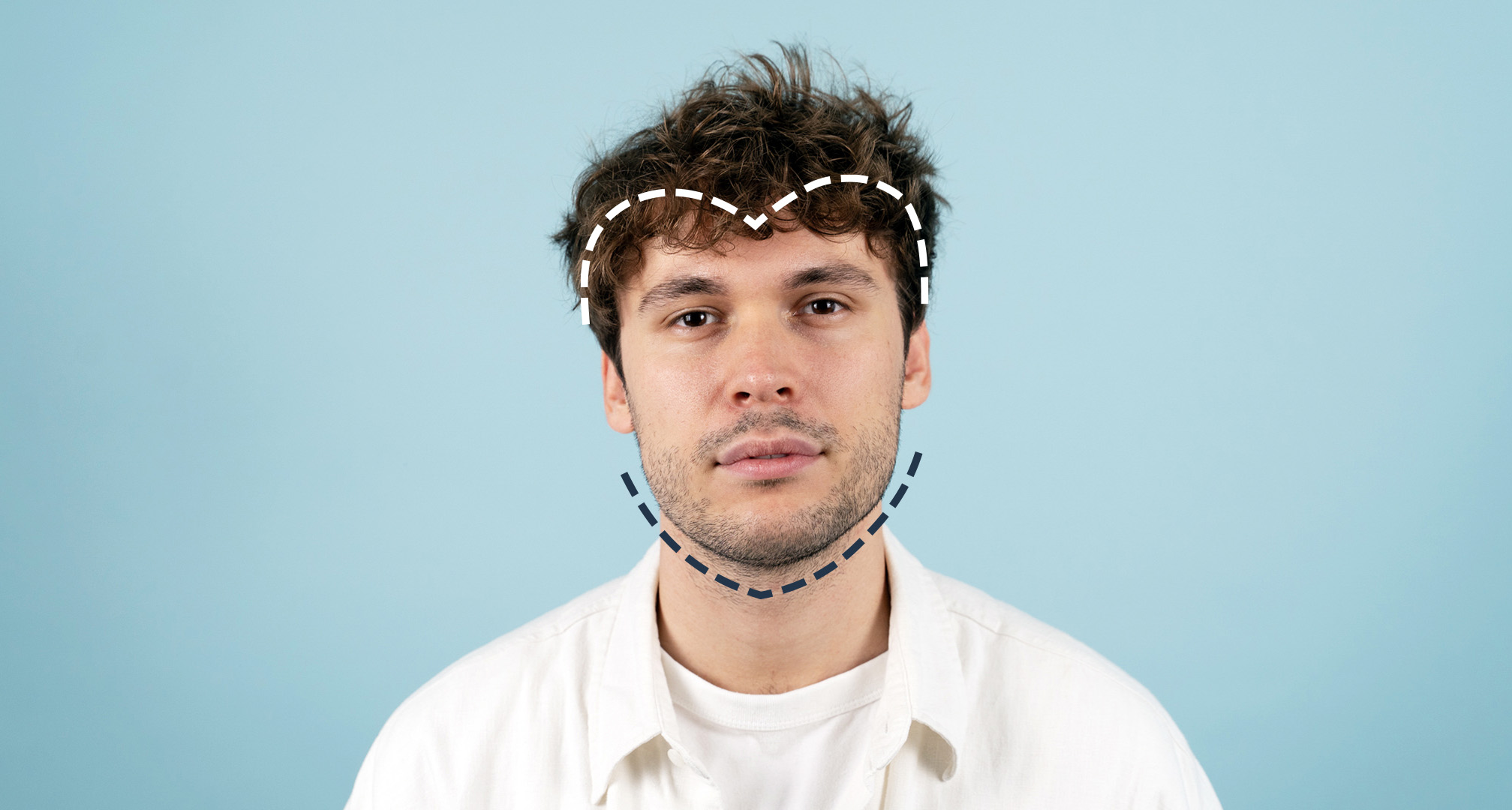 sirdsveida sejas kontūra uz zila fona