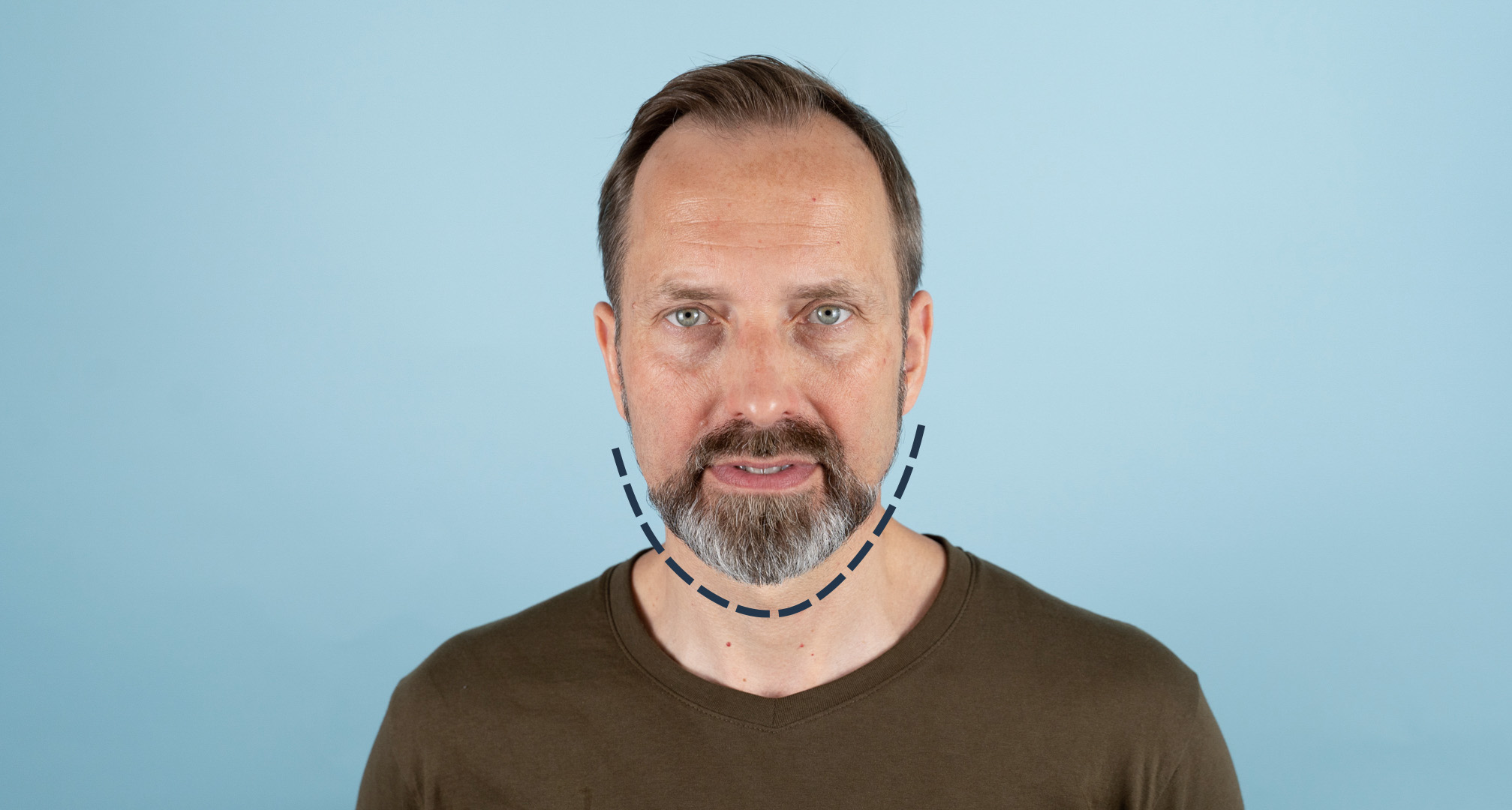 контур овального лица на синем фоне