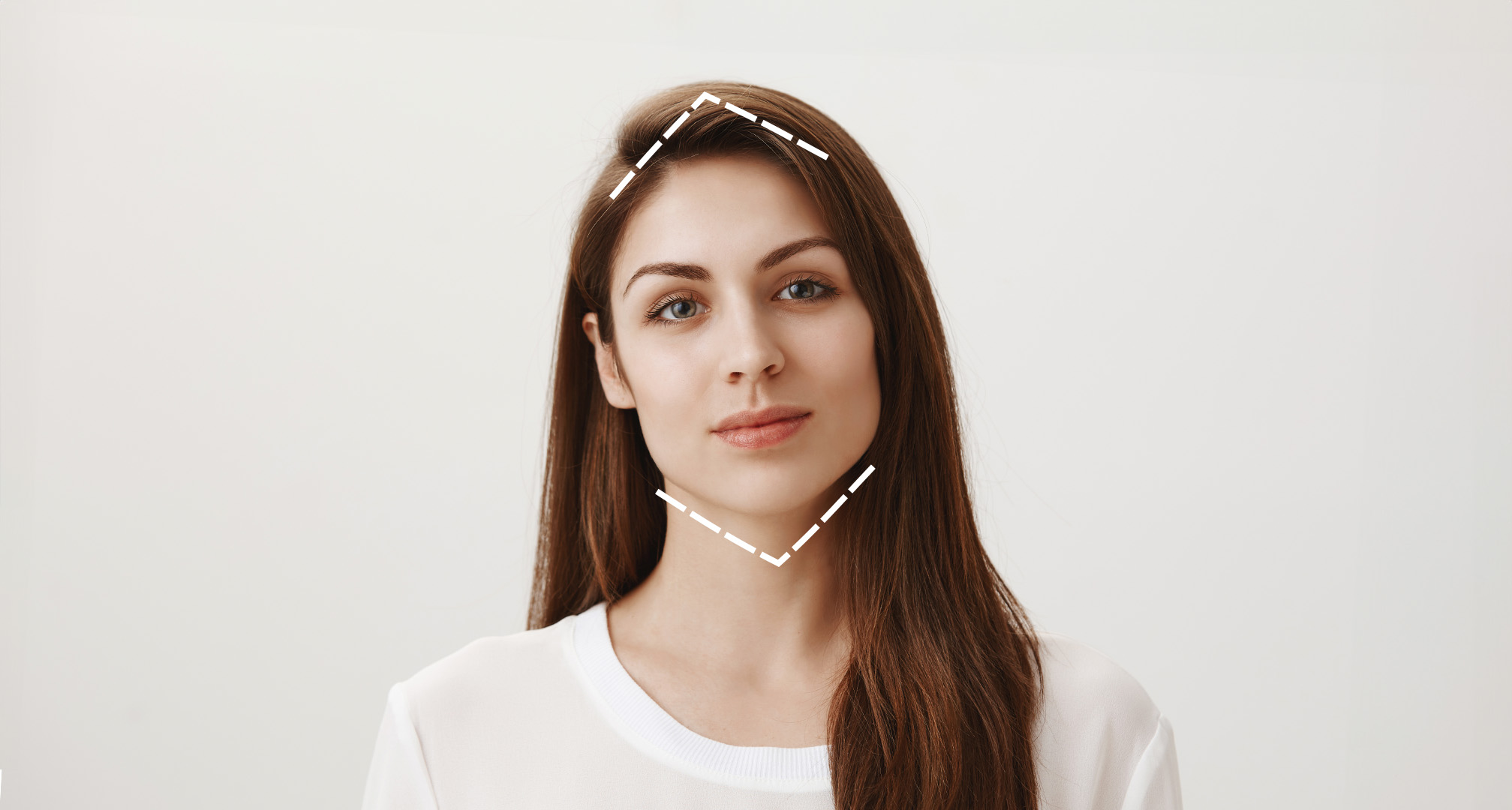 пунктирный контур бриллианта вокруг лица для иллюстрации формы лица