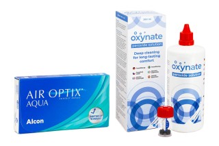 Air Optix Aqua (6 lēcas) + Oxynate Peroxide 380 ml ar lēcu konteineru