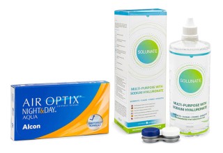 Air Optix Night & Day Aqua (6 lēcas) + Solunate Multi-Purpose 400 ml ar lēcu konteineru