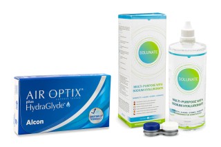 Air Optix Plus Hydraglyde (6 линз) +Solunate Multi-Purpose 400 мл с контейнером