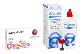 Avaira Vitality (6 lēcas) + Oxynate Peroxide 380 ml ar lēcu futrāli