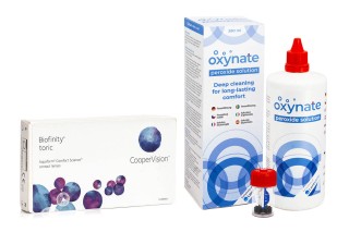 Biofinity Toric CooperVision (3 линзы) + Oxynate Peroxide 380 мл с контейнером