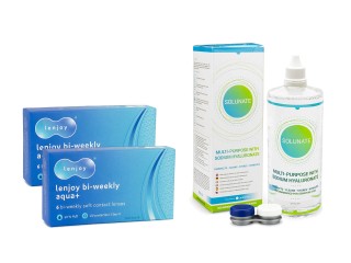 Lenjoy Bi-weekly Aqua+ (12 lēcas) + Solunate Multi-Purpose 400 ml ar lēcu futrāli