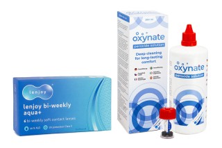 Lenjoy Bi-weekly Aqua+ (6 lēcas) + Oxynate Peroxide 380 ml ar lēcu futrāli
