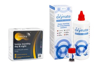 Lenjoy Monthly Day & Night (6 lēcas) + Oxynate Peroxide 380 ml ar lēcu konteineru