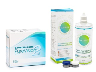 PureVision 2 (6 lēcas) + Solunate Multi-Purpose 400 ml ar lēcu konteineru