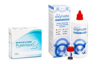 PureVision 2 (6 lēcas) + Oxynate Peroxide 380 ml ar lēcu konteineru